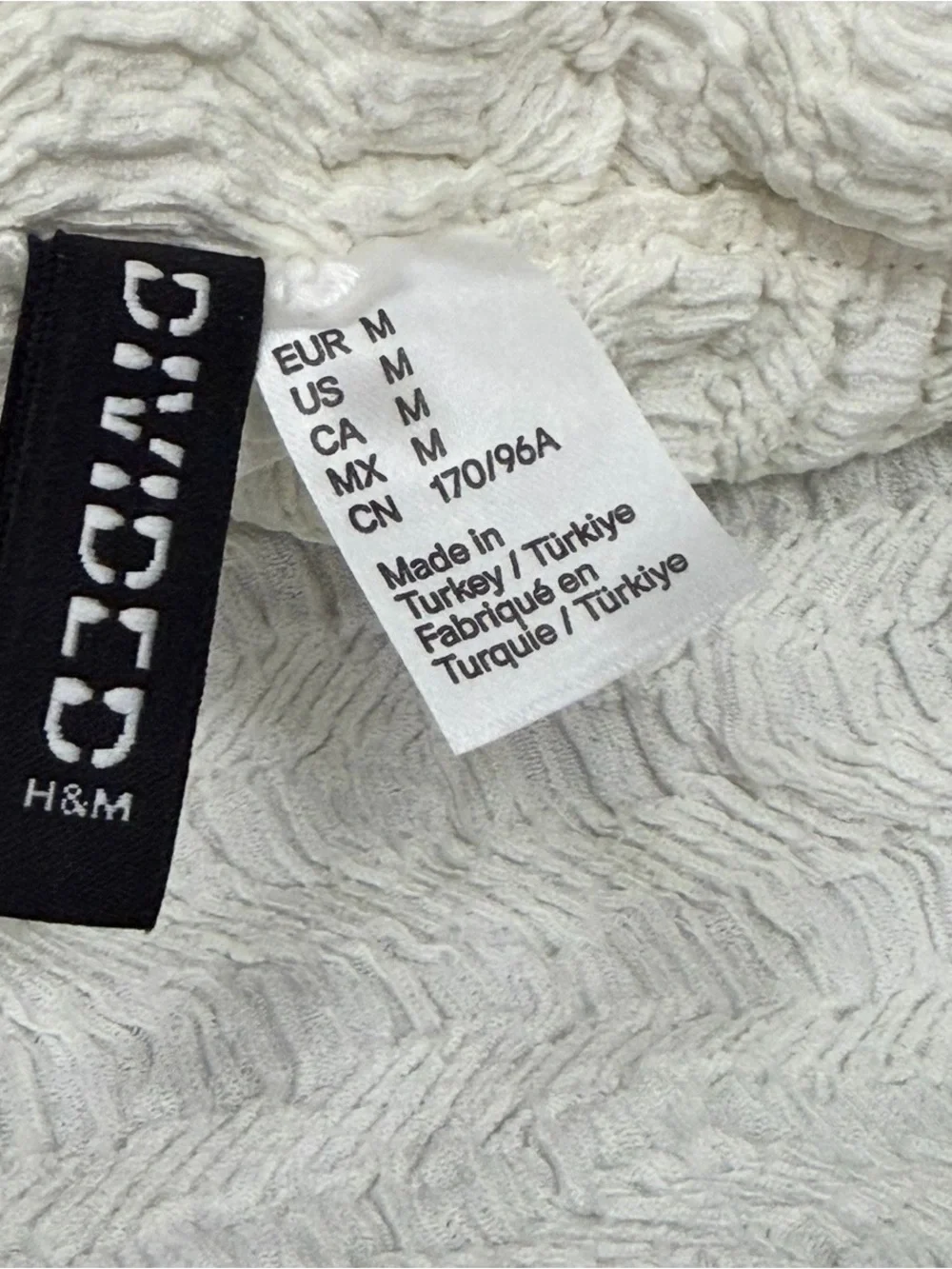 H&M Cream Textured Cowl Neck Sweater